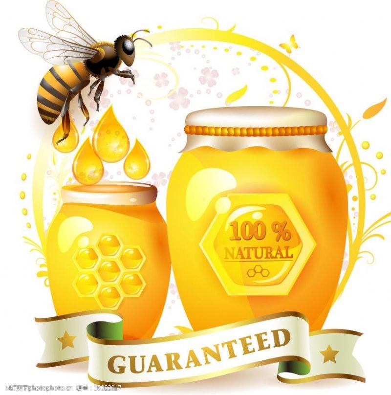 蜜蜂和蜂蜜标签蜜蜂和蜂蜜梦幻花纹标签图片