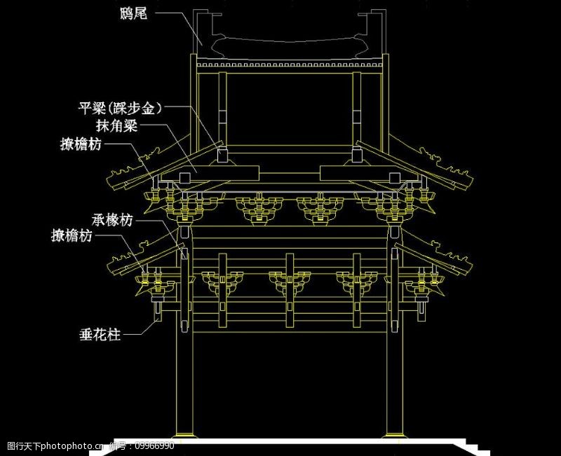 大雄宝殿圣母殿正面大样图片