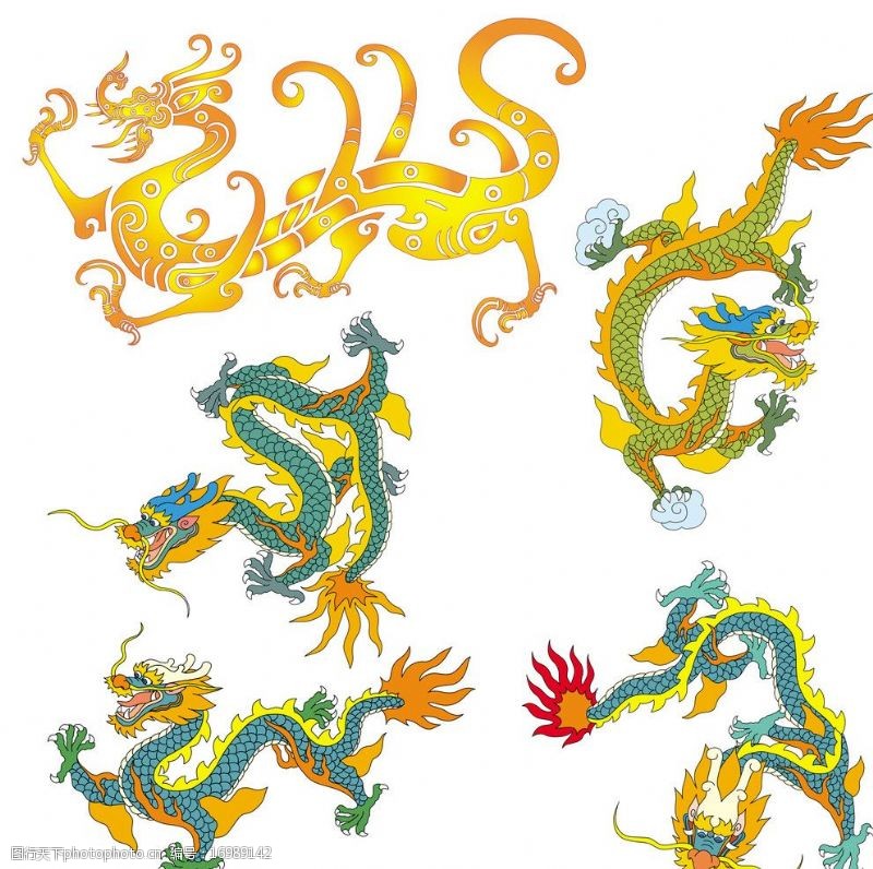 双龙戏珠矢量素材中国龙纹图案图片