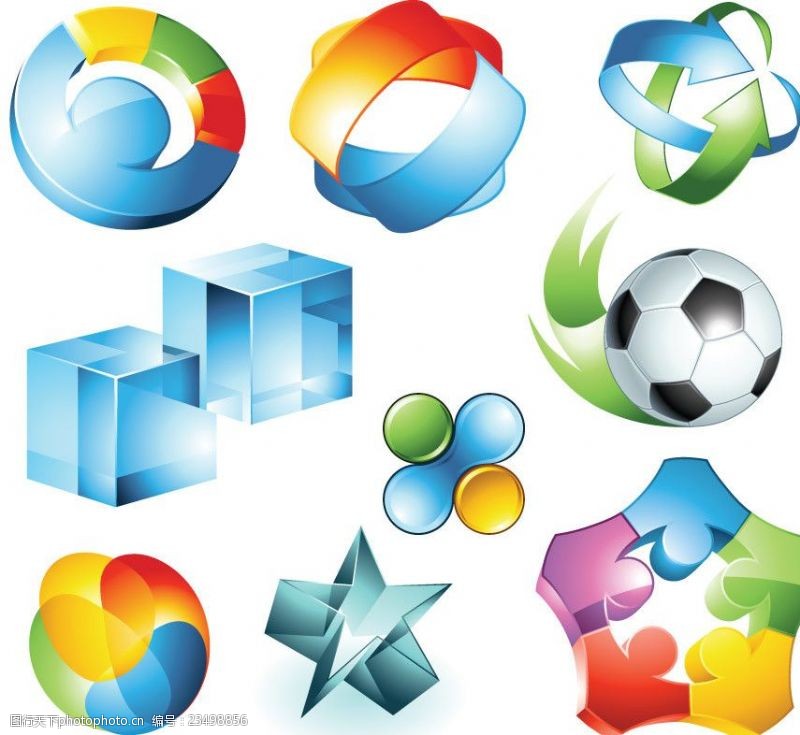 足球图标3d炫彩logo标志标识