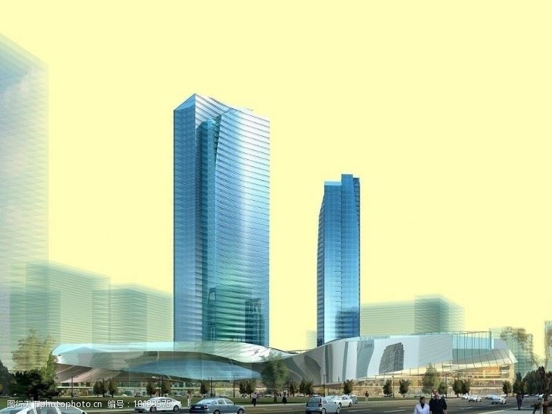 材质灯光齐全大型商务区建筑模型图片