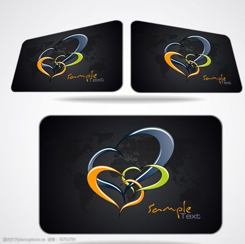光滑设计3d爱心信用卡银行卡设计图片
