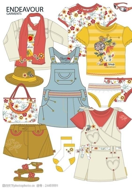 外贸服装童装图案款式设计手稿流行服饰