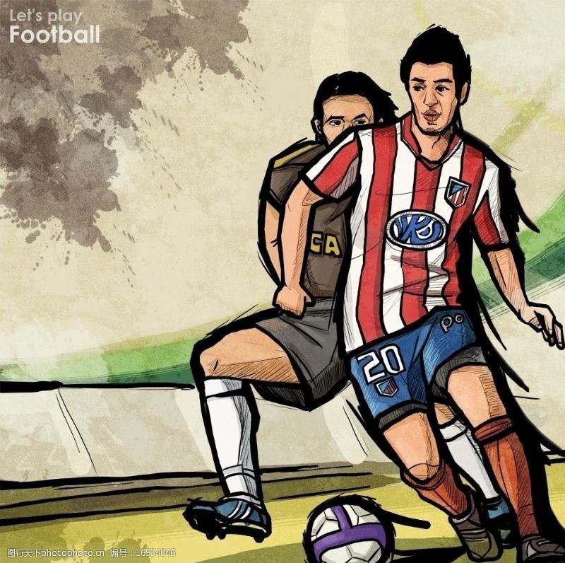 足球运动员漫画足球体育比赛图片