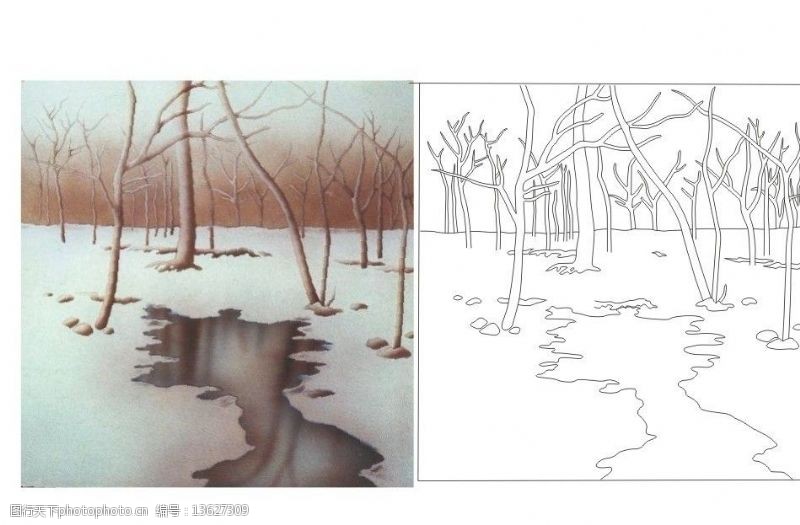 矢量大图典冬树林图片