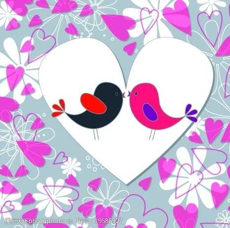 麻雀卡通爱情鸟矢量素材图片