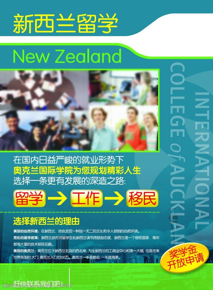 国际学院移民新西兰留学单页图片