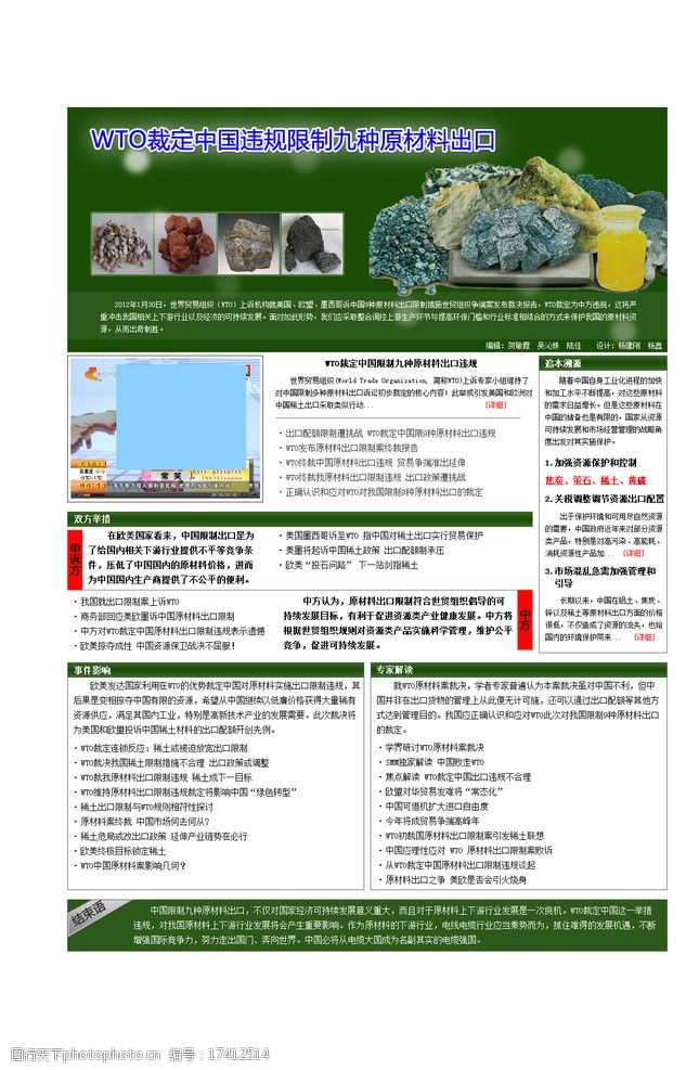 wto裁定中国违规限制9种原材料出口图片