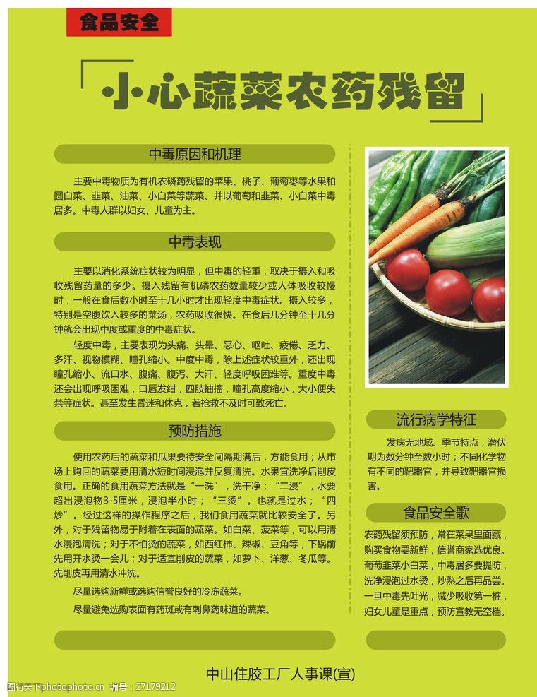 食堂广告食品安全农药残留蔬菜