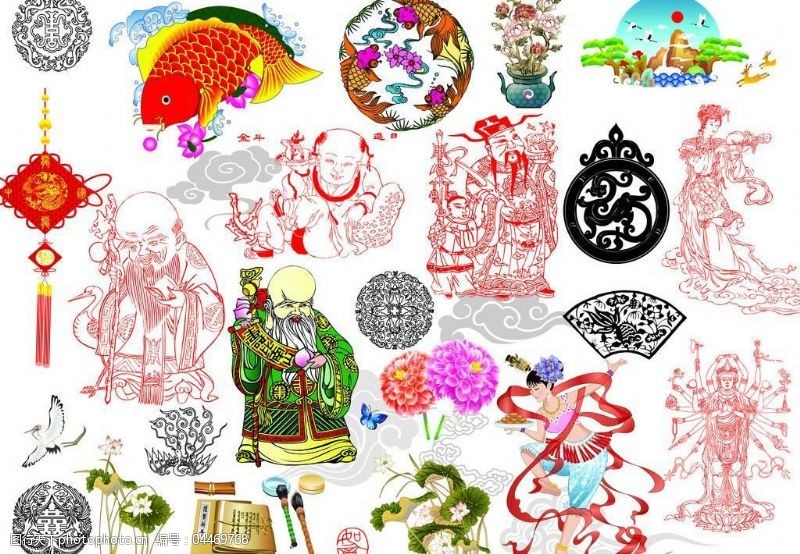 寿星素材下载中国传统图案图片