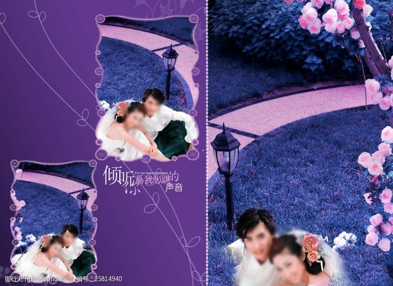 神秘新娘樱花背景婚纱影楼模板图片