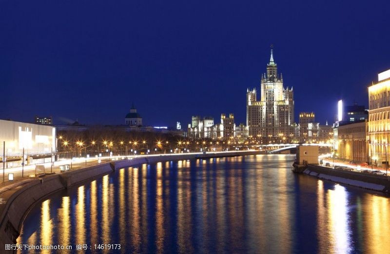 俄罗斯建筑俄罗斯莫斯科旅游美丽城市夜景图片