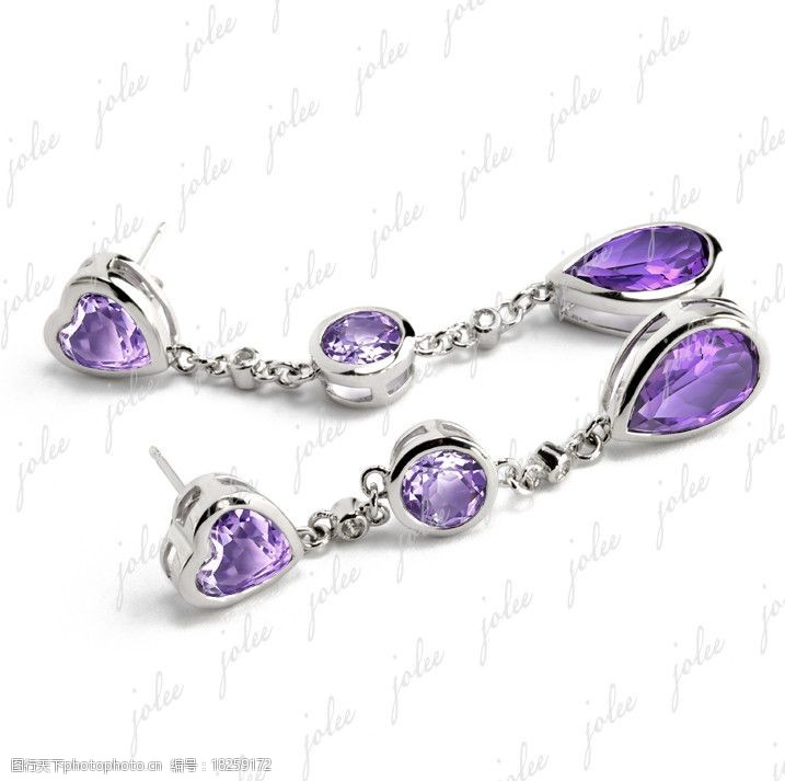 天然水晶天然紫水晶耳钉图片