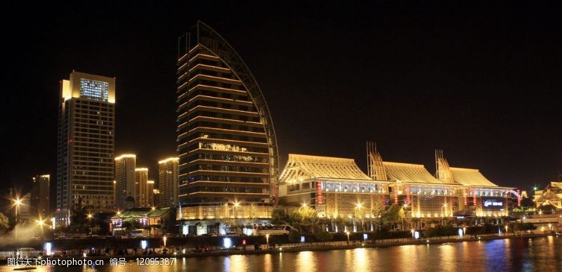 天津市海河金淌桥夜景图片