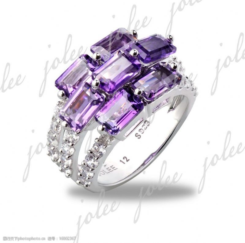 天然水晶天然紫水晶戒指jolee图片