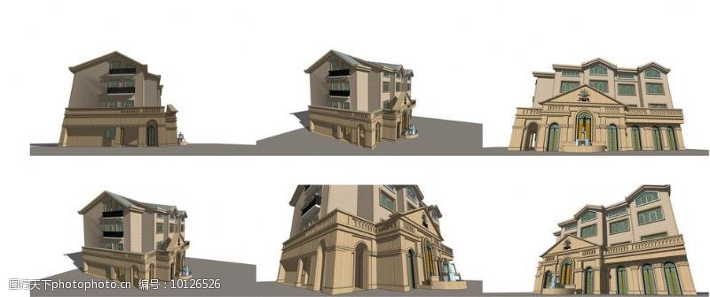 室外模型旧落地房改豪华售楼中心3D草图图片