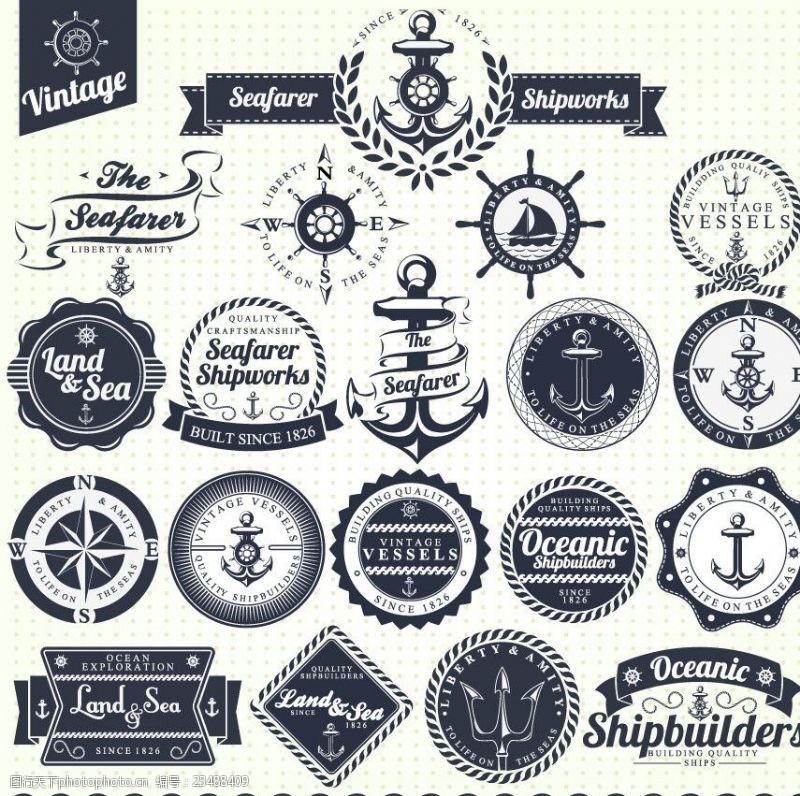 象征标识怀旧航海标签贴纸