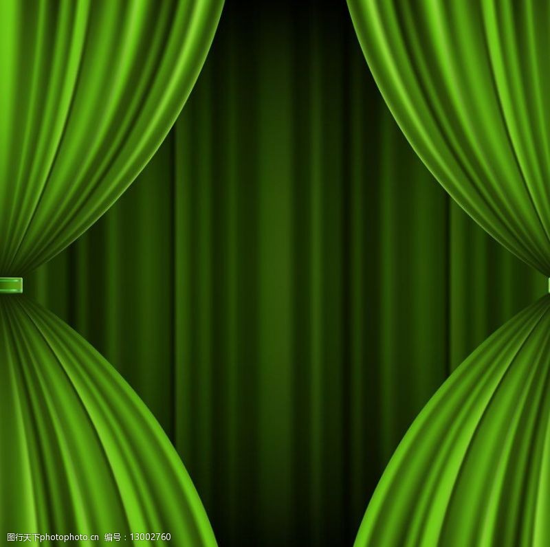 绿色幕布窗帘背景图片
