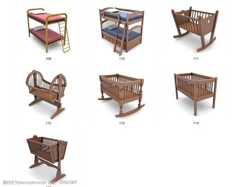 家具模型木床婴儿床上下床图片