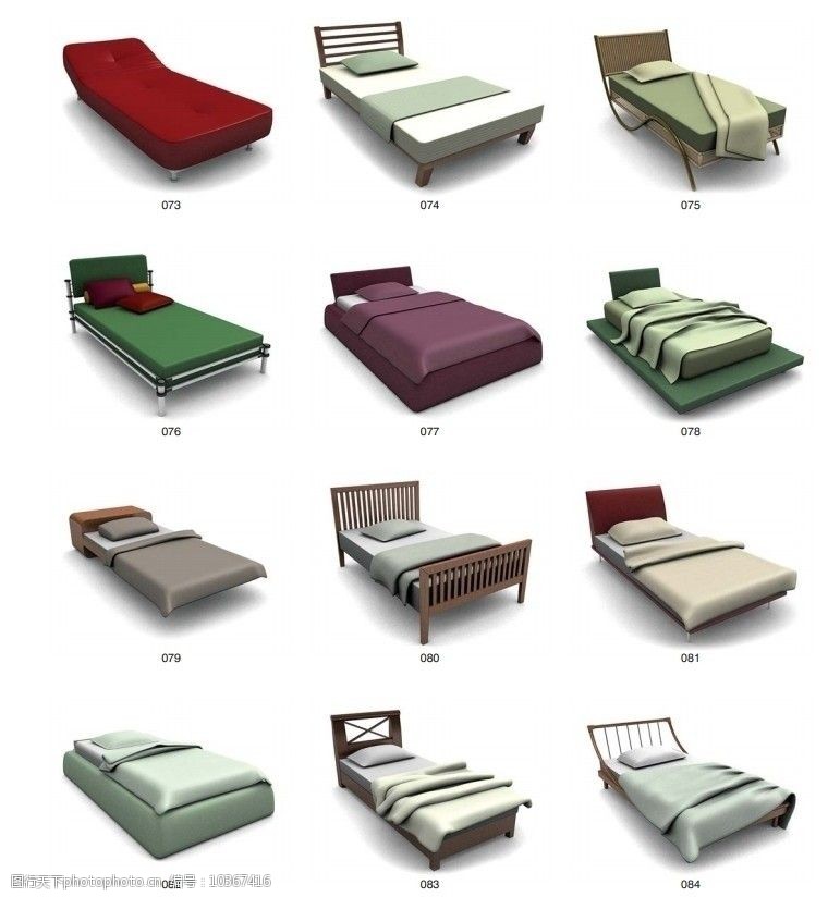 家具模型现代床图片