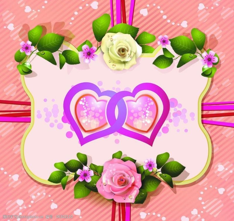 时尚花纹模板下载玫瑰边框爱情卡片背景图片