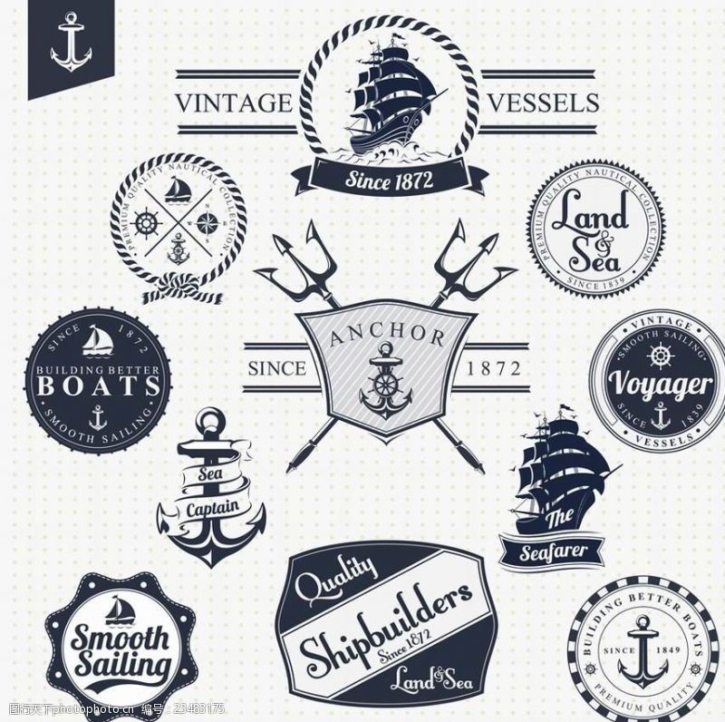 象征标识怀旧海洋徽章
