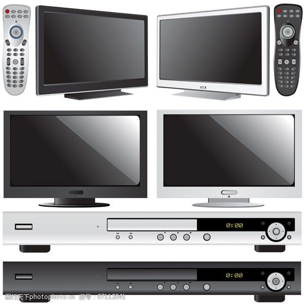 遥控器免费下载电视机与DVD机矢量素材