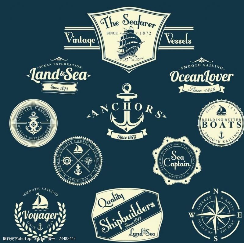 象征标识海洋徽章标签