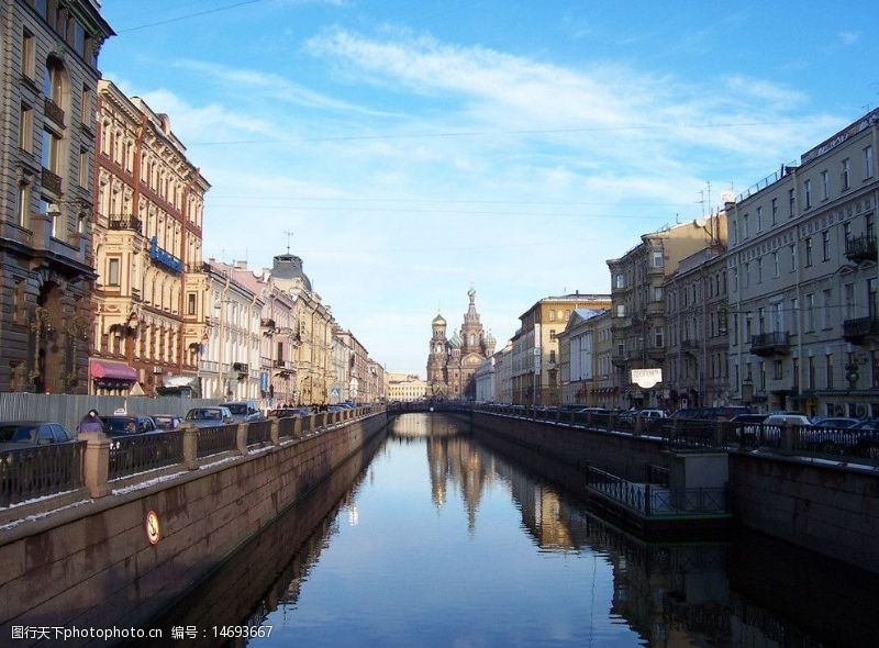 俄罗斯建筑莫斯科河道岸景图片