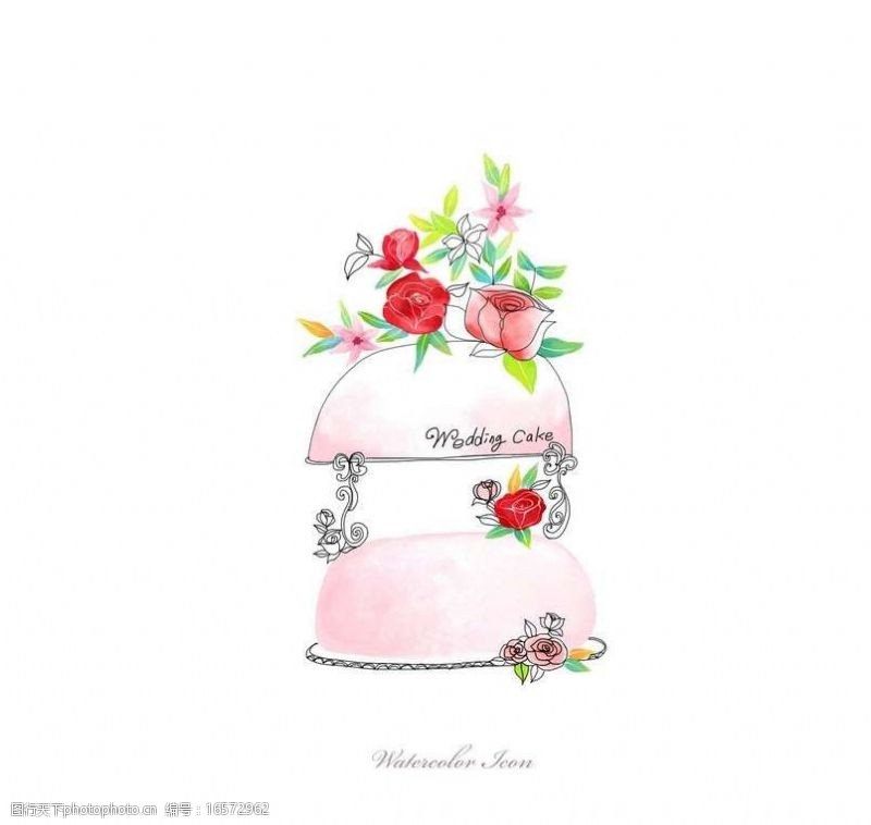 花朵油画玫瑰鲜花蛋糕背景图片
