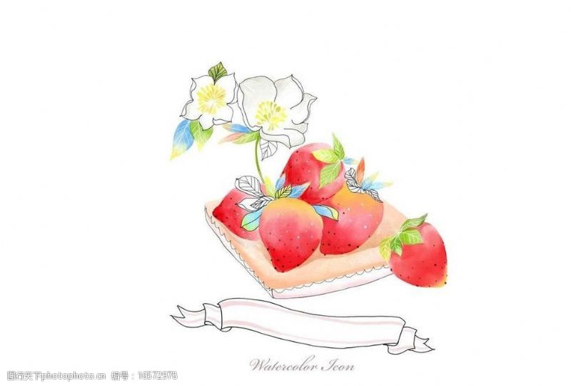 花朵油画鲜花草莓蛋糕图片