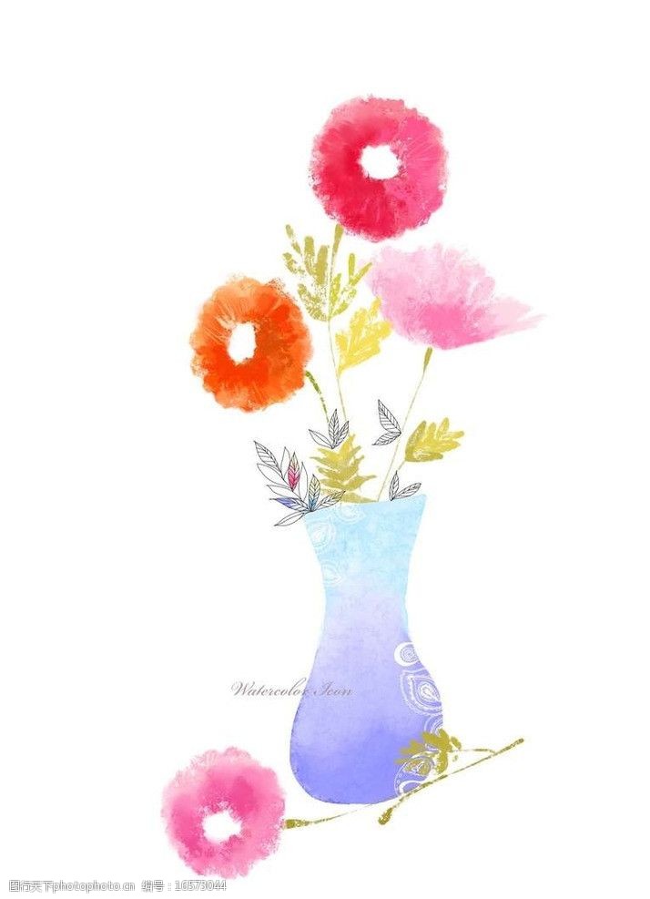花朵油画鲜花花瓶背景图片