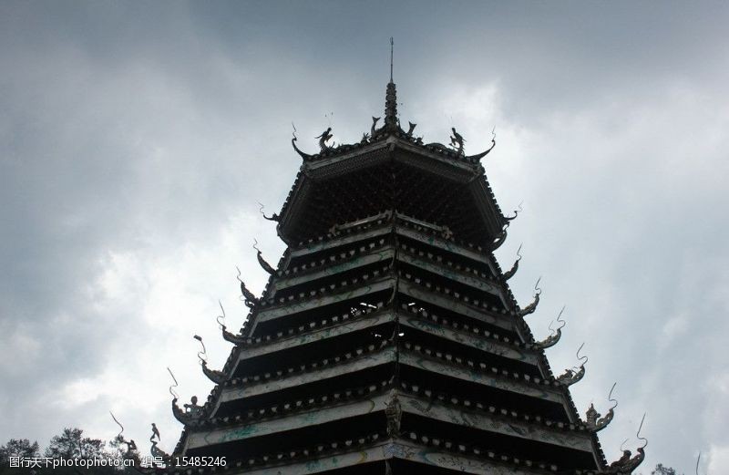黔东南州侗寨鼓楼建筑图片