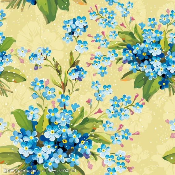 绚烂背景下载矢量素材蓝色花朵图案背景