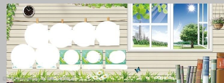 木窗花文化墙图片