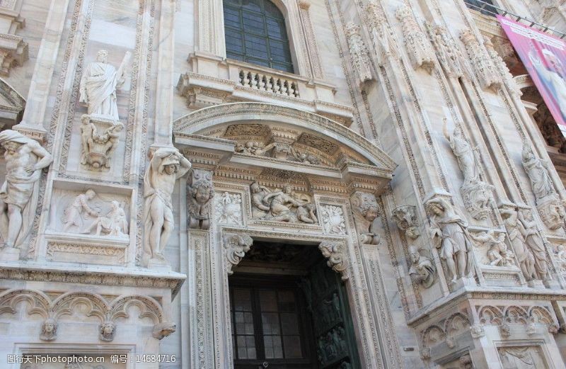 欧洲风格意大利米兰大教堂局部图片
