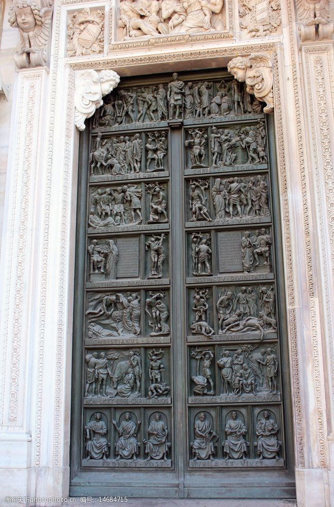 欧洲风格意大利米兰大教堂门图片