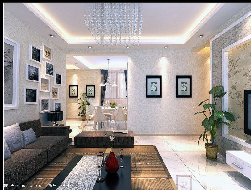 3d木纹现代风格客厅效果图图片