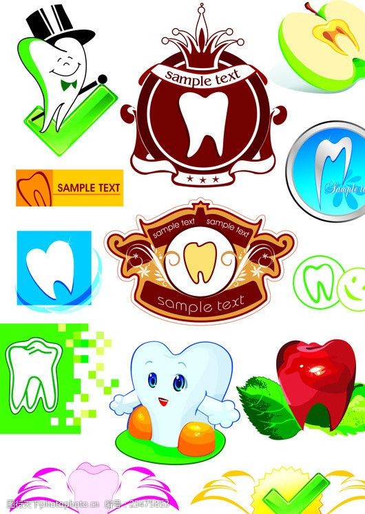 口腔卡通牙齿logo